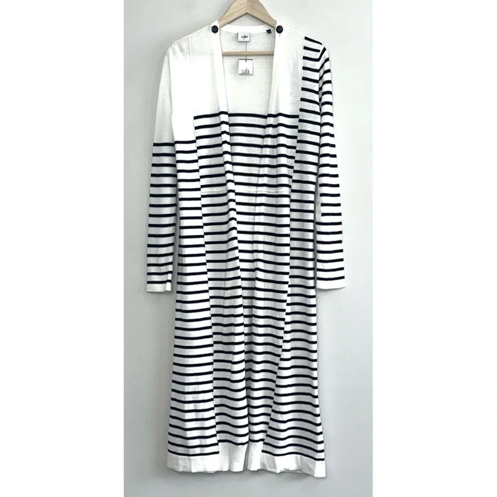 NWT cabi Victory Sweater in Navy and White Stripe